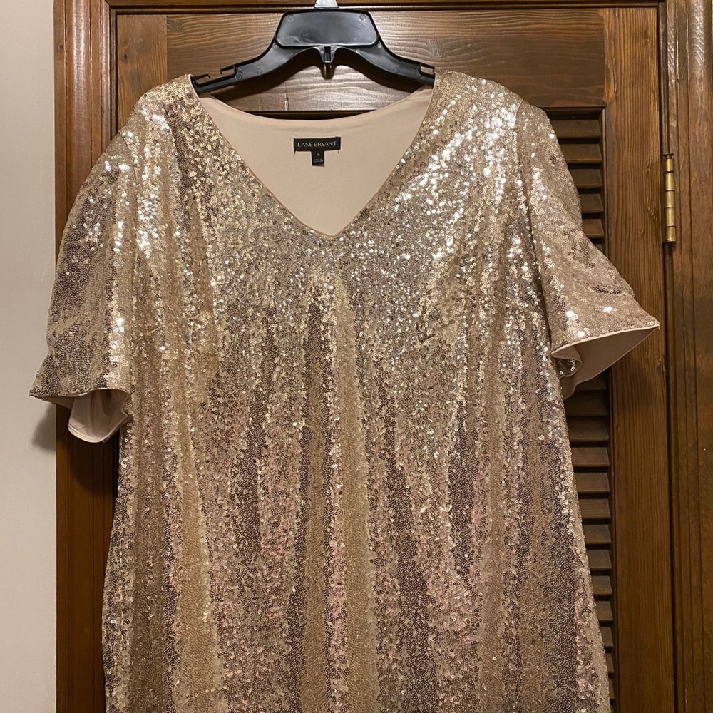 Lane Bryant: Gold/Champagne Sequins Dress Top